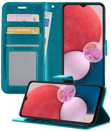 Samsung A13 5G Hoesje Bookcase Cover met Kaarthouder - Turquoise