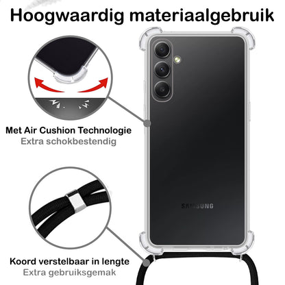Samsung A34 Hoesje met Koord Backcover Shockproof - Transparant