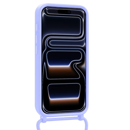 iPhone 17 Pro Hoesje Met Telefoonkoord en Pasjeshouder Siliconen - Lila