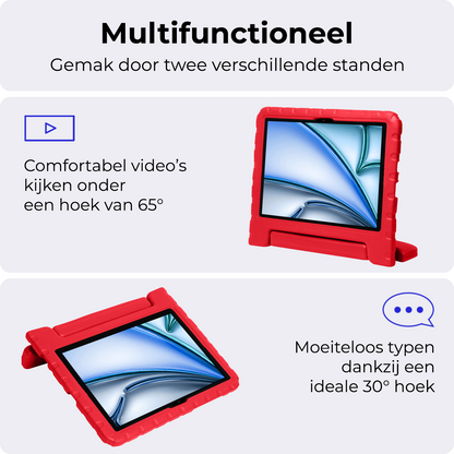 iPad Air 2024 / 2025 (11 inch) Kinderhoes Shockabsorberend Foam - Rood