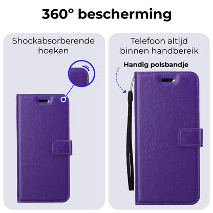 Samsung S23 FE Hoesje Bookcase Cover met Kaarthouder - Paars