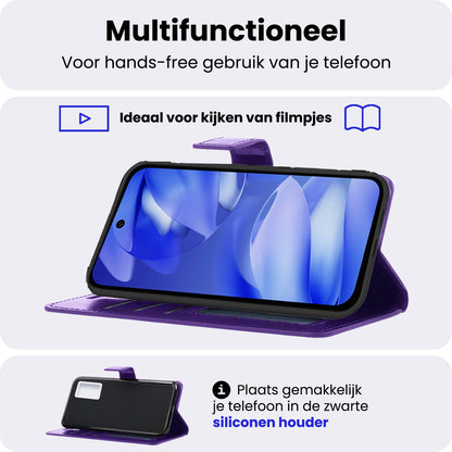 Google Pixel 9a Hoesje Bookcase Cover met Kaarthouder - Paars
