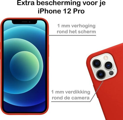 iPhone 12 Pro Hoesje Siliconen Backcover Lichtgewicht - Rood