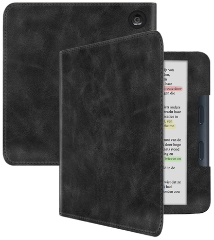 Kobo Libra Colour Leren Bookcase Hoes - Zwart