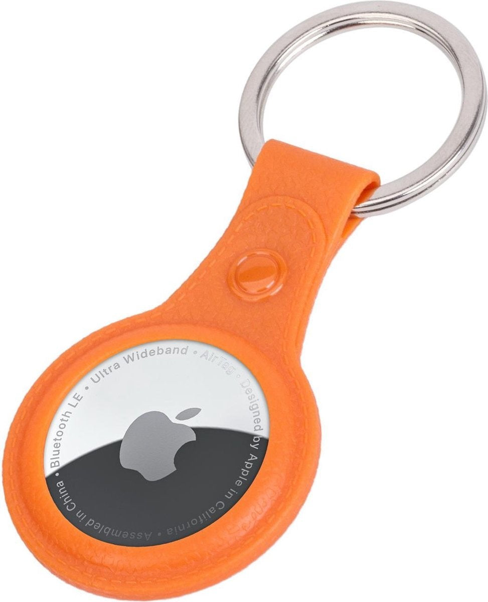 Apple AirTag Sleutelhanger Hoesje Leer - Oranje