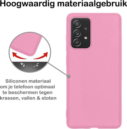 Samsung A72 Hoesje Siliconen Backcover Lichtgewicht - Lichtroze