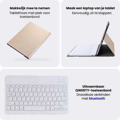 Samsung Galaxy Tab A11 Plus Toetsenbord Hoes met Uitneembaar toetsenbord - Goud