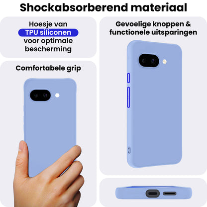 Google Pixel 9a Hoesje Siliconen Backcover Lichtgewicht - Lichtblauw