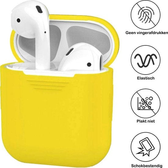 AirPods Hoesje Siliconen met Clip - Geel