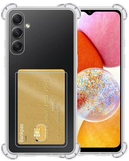 Samsung A14 Hoesje Kaarthouder Backcover Shockproof - Transparant