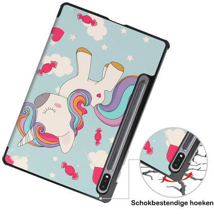 Samsung Galaxy Tab S8 Ultra Trifold Bookcase Hoes - Eenhoorn
