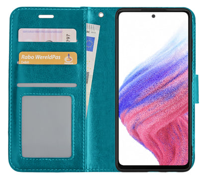 Samsung A53 Hoesje Bookcase Cover met Kaarthouder - Turquoise