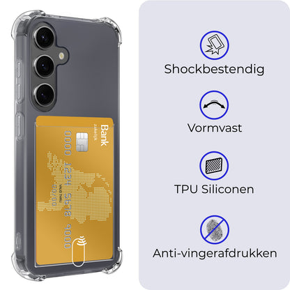 Samsung A35 Hoesje Kaarthouder Backcover Shockproof - Transparant