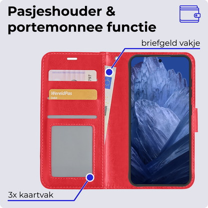 Google Pixel 8a Hoesje Book Case Kunstleer - Rood