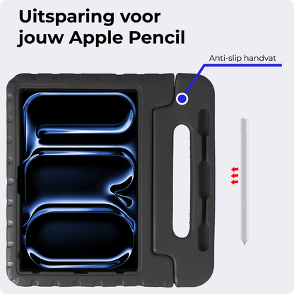 iPad Pro 2024 (13 inch) Kinderhoes Shockabsorberend Foam - Zwart