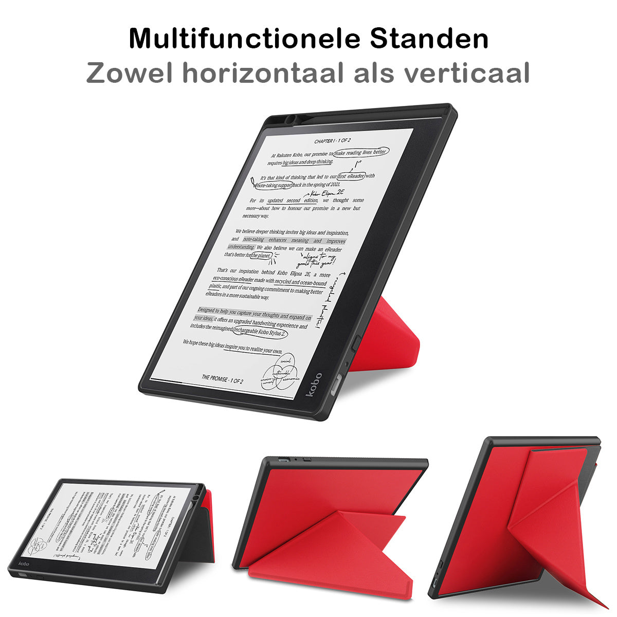 Kobo Elipsa 2E Trifold Hoesje - Rood