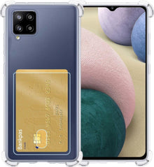 Samsung A12 Hoesje Kaarthouder Backcover Shockproof - Transparant