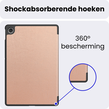 Lenovo Tab 10.1 Trifold Bookcase Hoes - Rosé goud