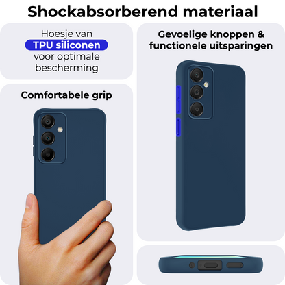 Samsung A16 Hoesje Siliconen Backcover Lichtgewicht - Donkerblauw