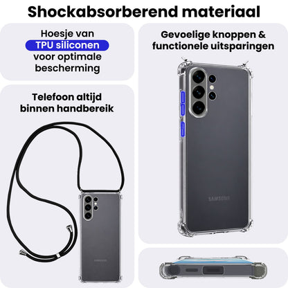 Samsung S26 Ultra Hoesje met Koord Backcover Shockproof - Transparant
