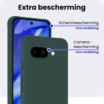 Google Pixel 9a Hoesje Siliconen Backcover Lichtgewicht - Donkergroen