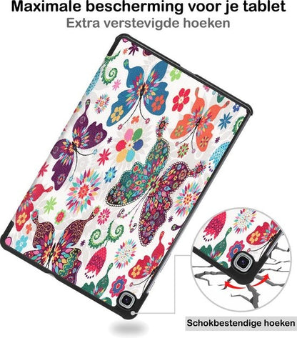 Samsung Galaxy Tab S6 Lite Trifold Bookcase Hoes - Vlinders
