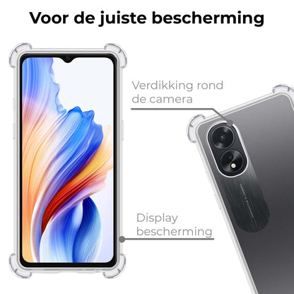 OPPO A18 Hoesje Shockproof Backcover Siliconen - Transparant