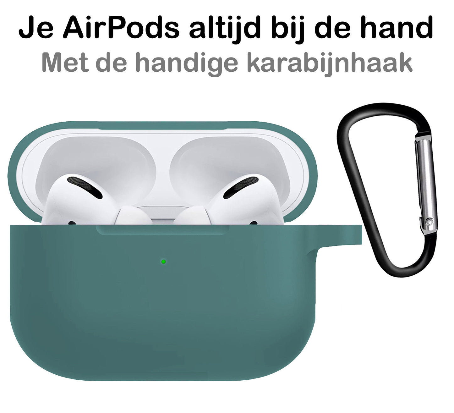 AirPods Pro 2 Hoesje Siliconen met Clip - Donkergroen