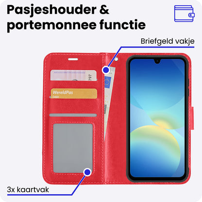 Samsung A26 Hoesje Bookcase Cover met Kaarthouder - Rood