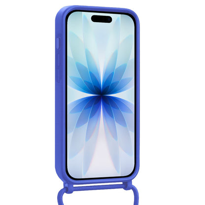 iPhone 17 Hoesje Met Telefoonkoord en Pasjeshouder Siliconen - Felblauw