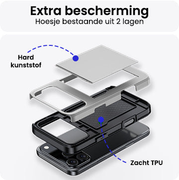 iPhone 17 Pro Hoesje Kaarthouder Hard Case Shockproof - Grijs