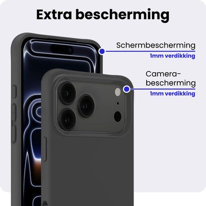 iPhone 17 Pro Hoesje Siliconen Backcover Lichtgewicht - Zwart