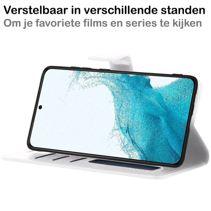 Samsung S22 Plus Hoesje Bookcase Cover met Kaarthouder - Wit