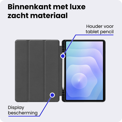 Samsung Galaxy Tab S11 Trifold Bookcase Hoes met Penhouder voor S Pen - Zwart