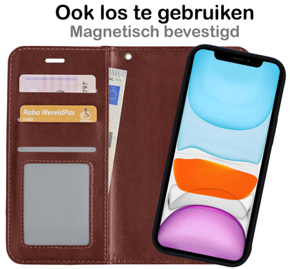 iPhone 12 Mini Hoesje Bookcase Cover Uitneembaar - Bruin