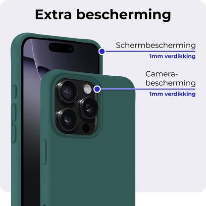 iPhone 16 Pro Hoesje Siliconen Backcover Lichtgewicht - Donkergroen