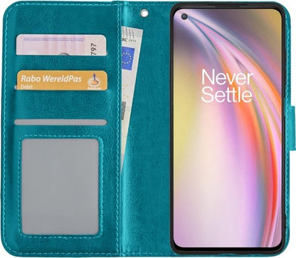 OnePlus Nord CE Hoesje Bookcase Cover met Kaarthouder - Turquoise