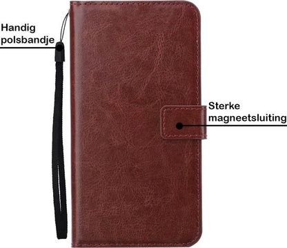 iPhone 12 Hoesje Bookcase Cover met Kaarthouder - Bruin