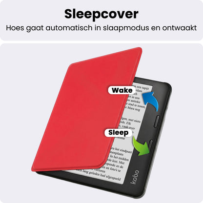 Kobo Libra 2 Bookcase Hoes Shockabsorberend - Rood