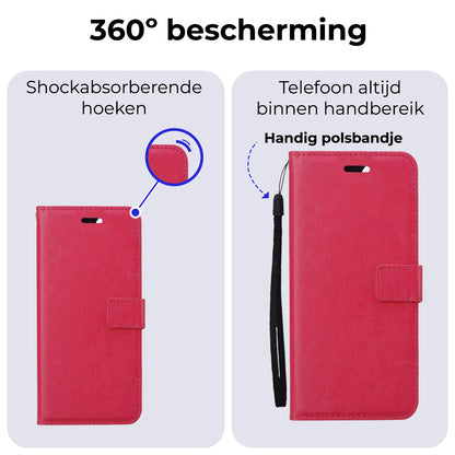 Samsung S24 Plus Hoesje Bookcase Cover met Kaarthouder - Donkerroze