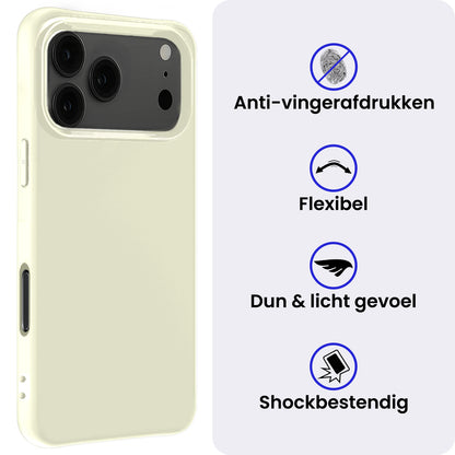 iPhone 17 Pro Hoesje Siliconen Backcover Lichtgewicht - Wit