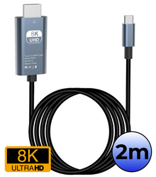 USB C naar HDMI Adapter 8K 60Hz HD Converter - USB C naar HDMI Adapter - 2 meter  - Zwart