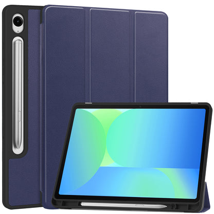 Samsung Galaxy Tab S10 FE Plus Trifold Bookcase Hoes met Penhouder voor S Pen - Donkerblauw