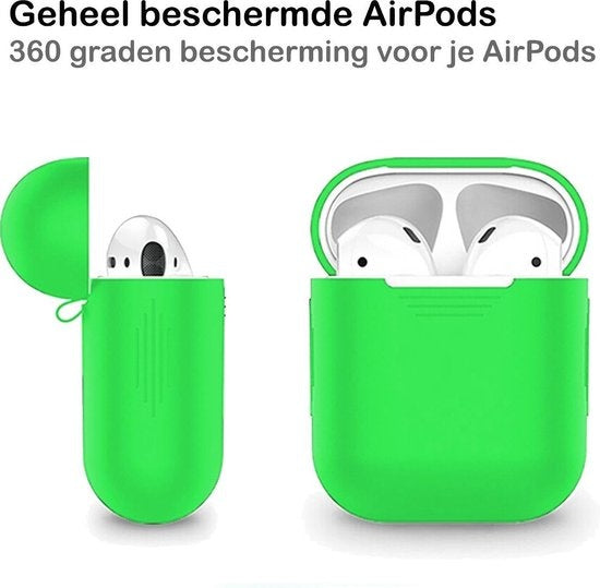 AirPods Hoesje Siliconen met Clip - Groen