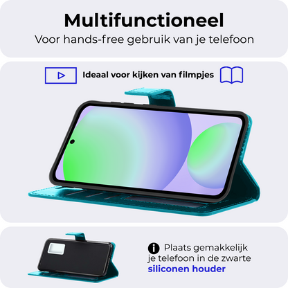 Samsung S24 FE Hoesje Bookcase Cover met Kaarthouder - Turquoise
