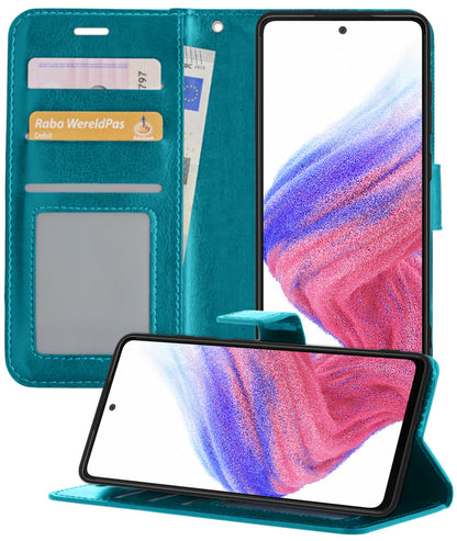 Samsung A53 Hoesje Bookcase Cover met Kaarthouder - Turquoise