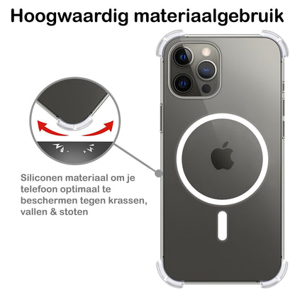 iPhone 13 Pro Max Hoesje Geschikt voor Magsafe Backcover Shockproof - Transparant