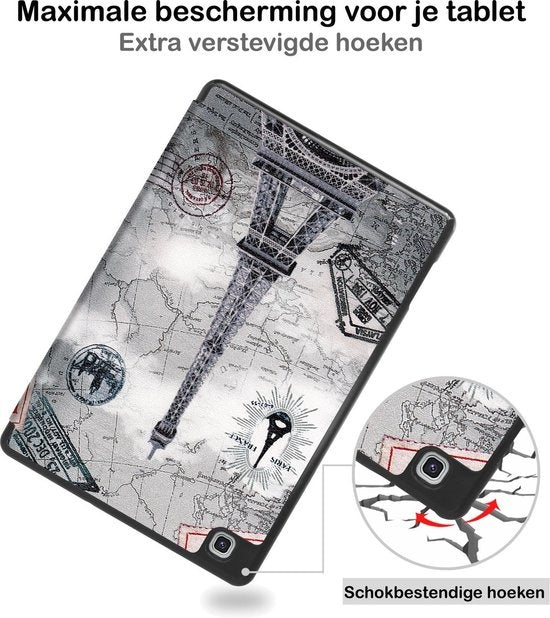 Samsung Galaxy Tab S6 Lite Tablethoes Smcpen Met Screenprotector - Eiffeltoren