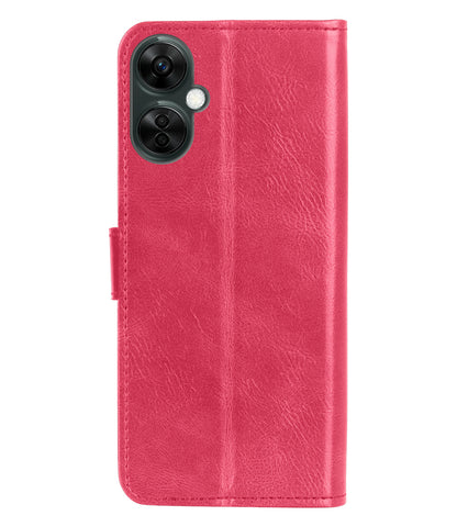 OnePlus Nord CE 3 Lite Hoesje Bookcase Cover met Kaarthouder - Donkerroze