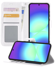 Samsung A56 Hoesje Bookcase Cover met Kaarthouder - Wit